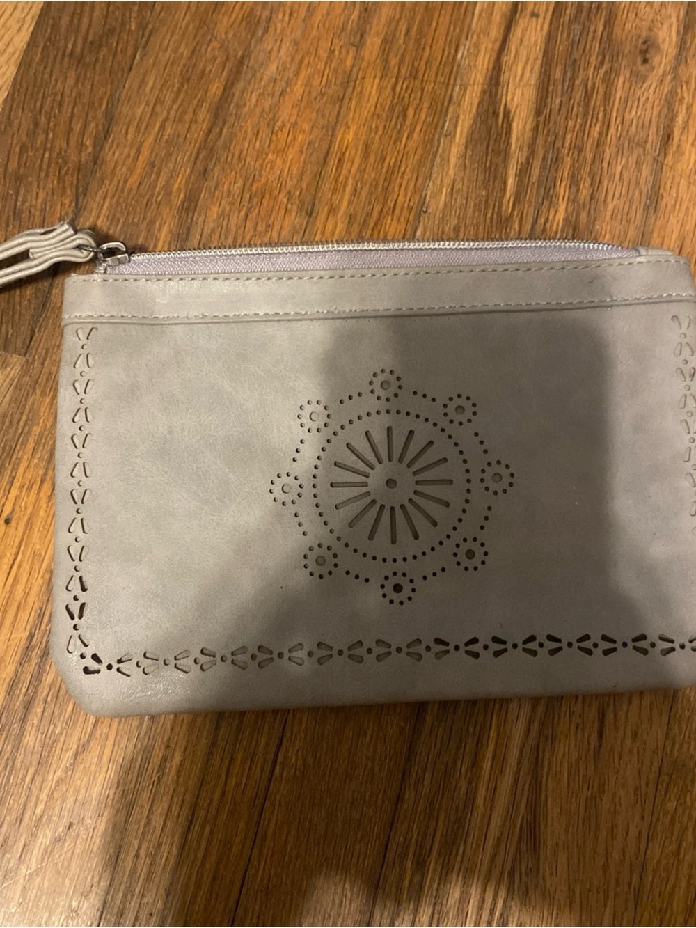 Vintage Y2K Maurices Light Gray Laser-Cut Wristlet Clutch